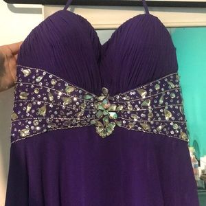 Deep purple prom dress with rhinestones